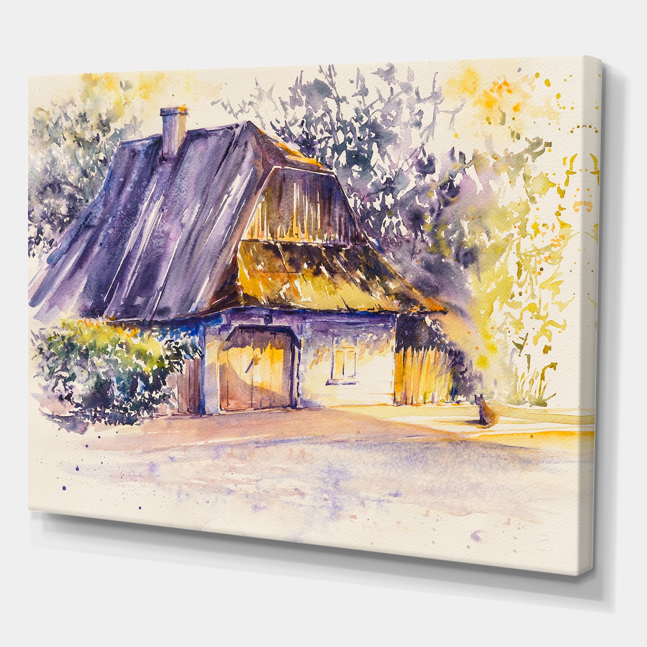Designart - Old Wooden White House In Country Side Village - Traditional Canvas Wall Art Print